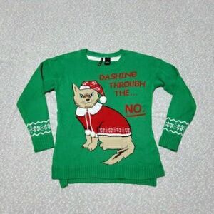 UGLY CHRISTMAS SWEATER New Directions Sassy Cat Lady SMALL